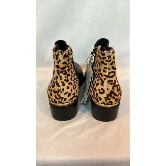 Blondo Women's Cheeta Print Acent Aqua protected Black Leather Booties Size 9 - Picture 3 of 13